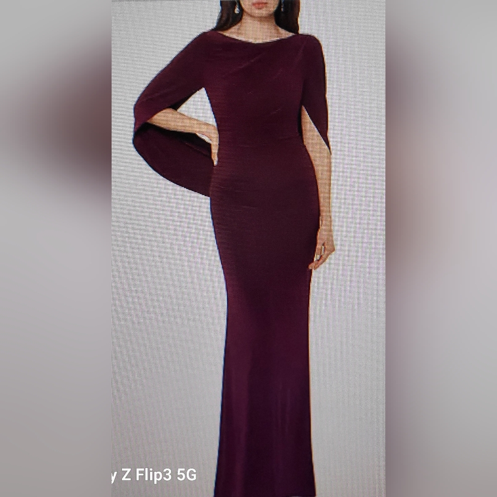 Betsy & Adam Knit Drape Back Gown